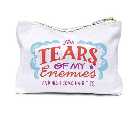 Emily McDowell Handbags - Emily McDowell “Tears of My Enemies And Also Some Hair Ties” Canvas Zipper Pouch